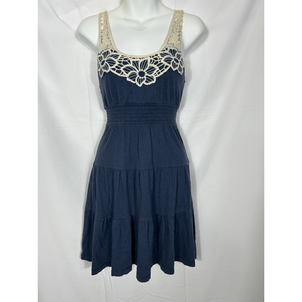 So Vintage Y2K Sundress Size S Crochet Empire Waist Tiered Beachy Coastal Preppy